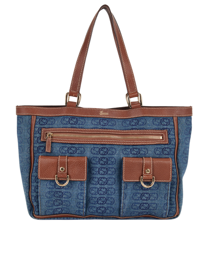 Interlocking GG Denim Tote, front view